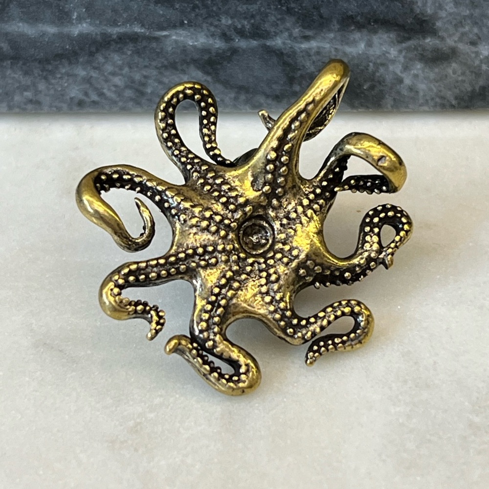 Solid Brass Octopus Vintage-style Sculpture Desk Decor - Picture 8 of 16